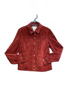Vintage Alice Blue/The Shopping Channel Women's Red Suede Button-Up Jacket Sz S